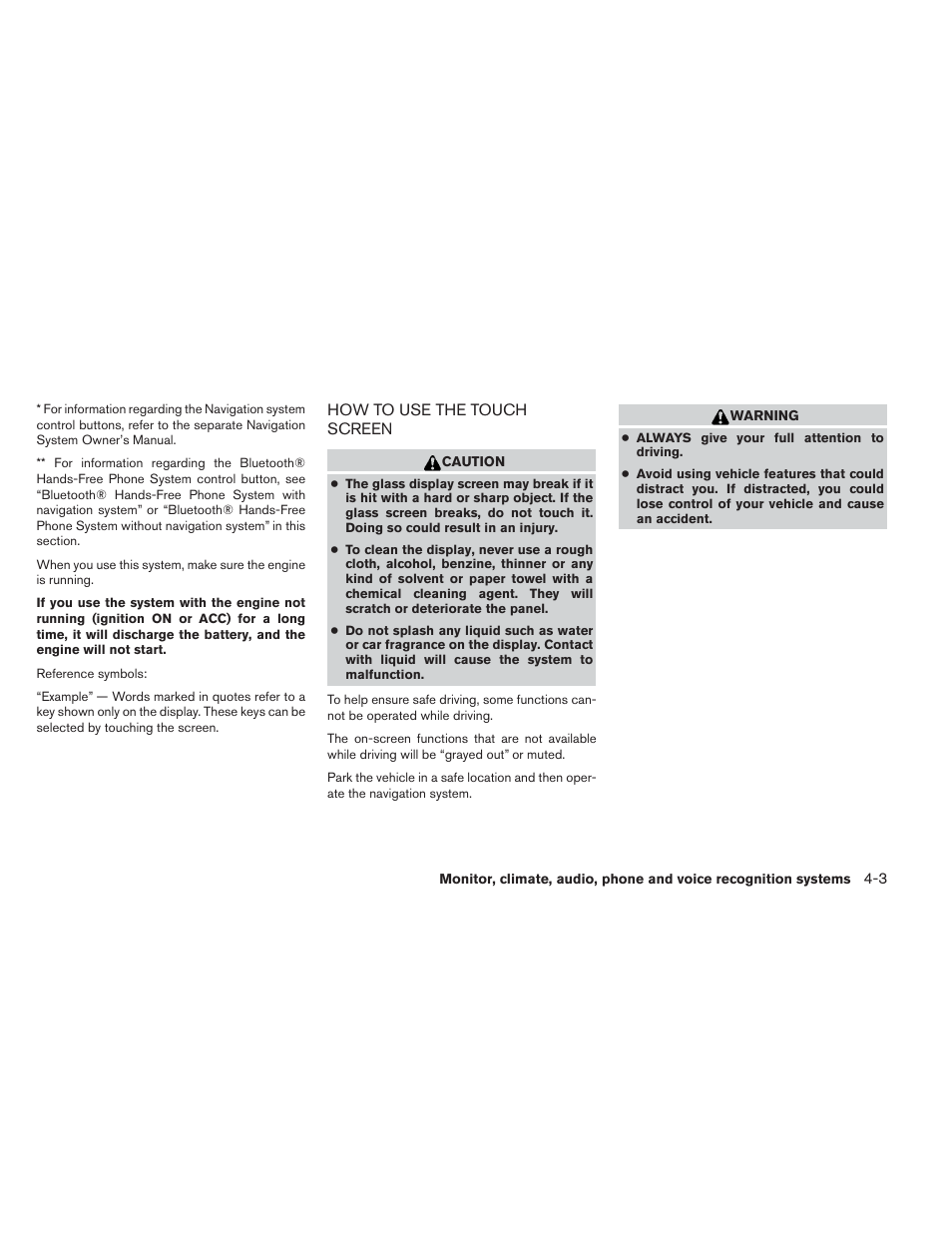 How to use the touch screen -3 | NISSAN 2014 Xterra - Owner's Manual User Manual | Page 154 / 384