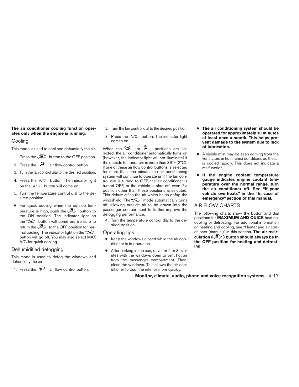 Air flow charts -17 | NISSAN 2014 Xterra - Owner's Manual User Manual | Page 168 / 384