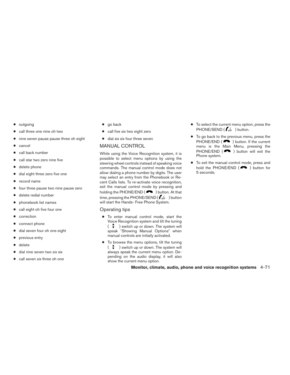 Manual control -71 | NISSAN 2014 Xterra - Owner's Manual User Manual | Page 222 / 384