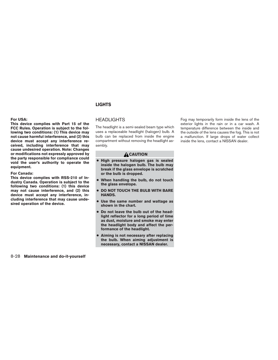 Lights -28, Headlights -28 | NISSAN 2014 Xterra - Owner's Manual User Manual | Page 327 / 384