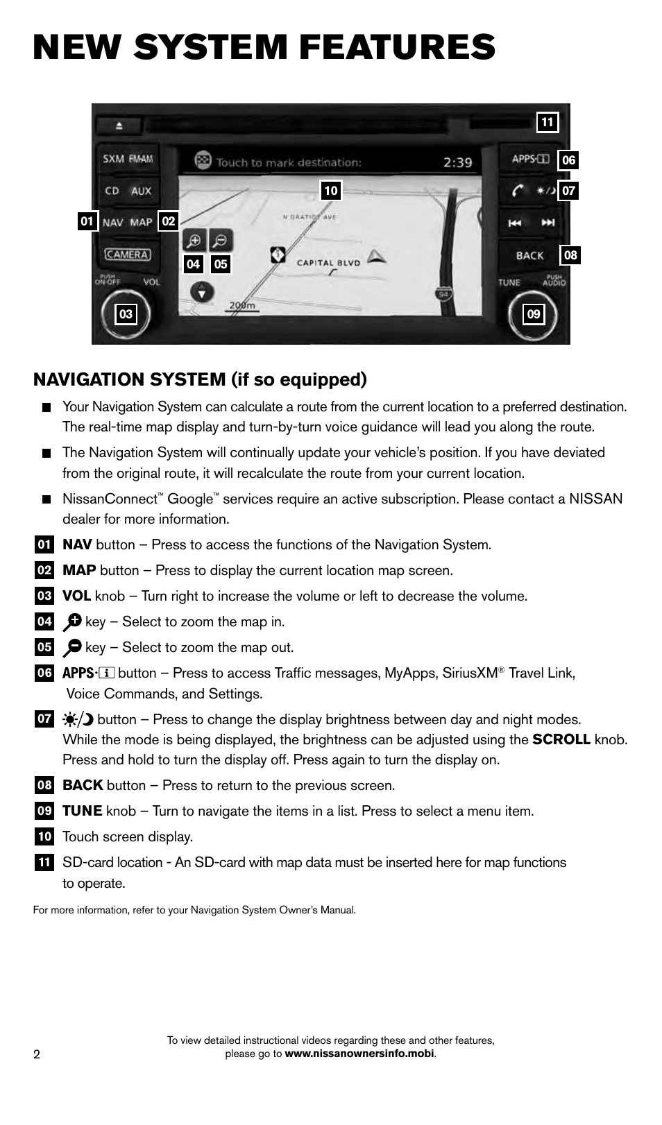 New system features, Navigation system (if so equipped) | NISSAN 2014 Xterra - Quick Reference Guide User Manual | Page 4 / 24