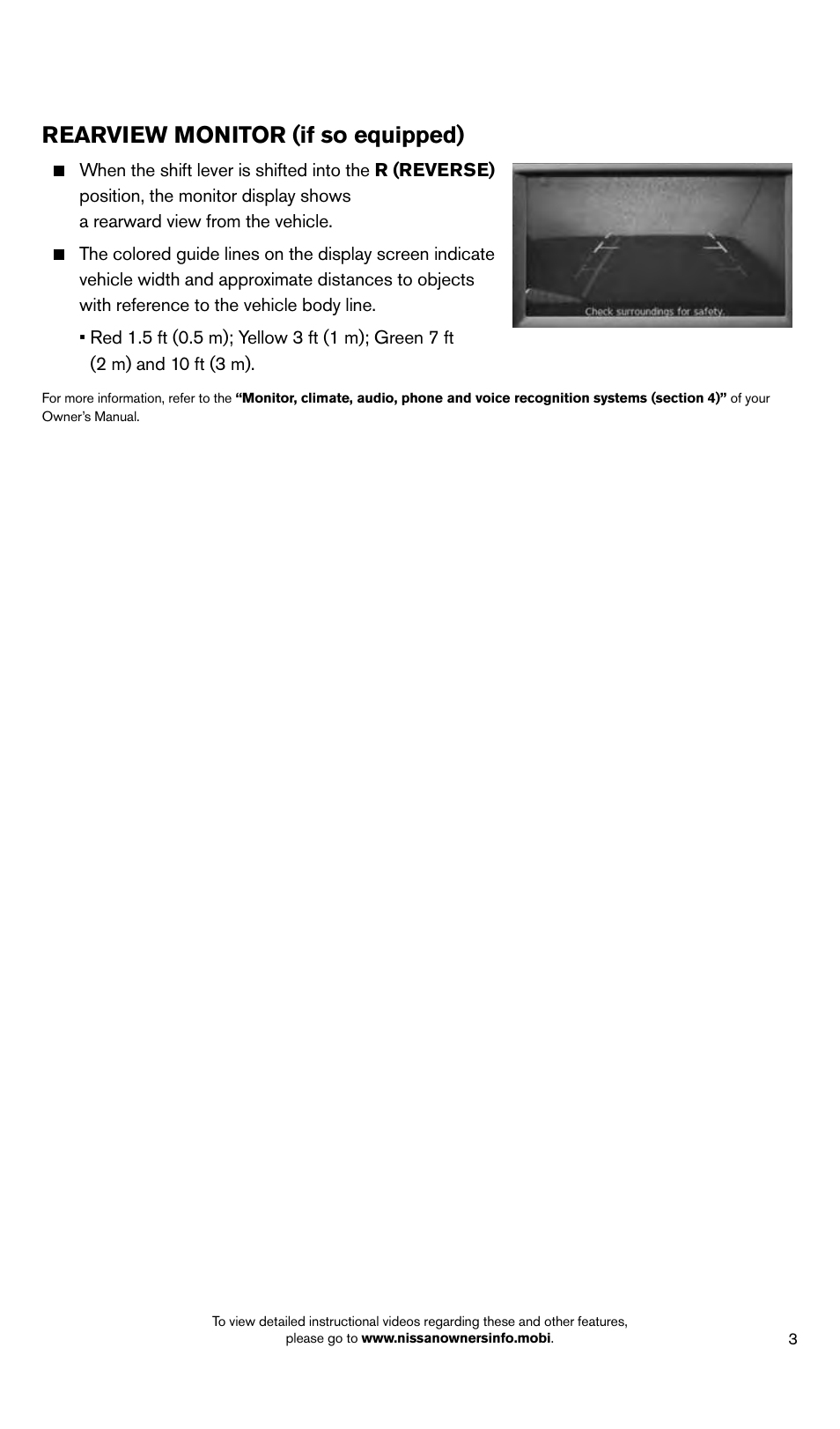 Rearview monitor (if so equipped) | NISSAN 2014 Xterra - Quick Reference Guide User Manual | Page 5 / 24
