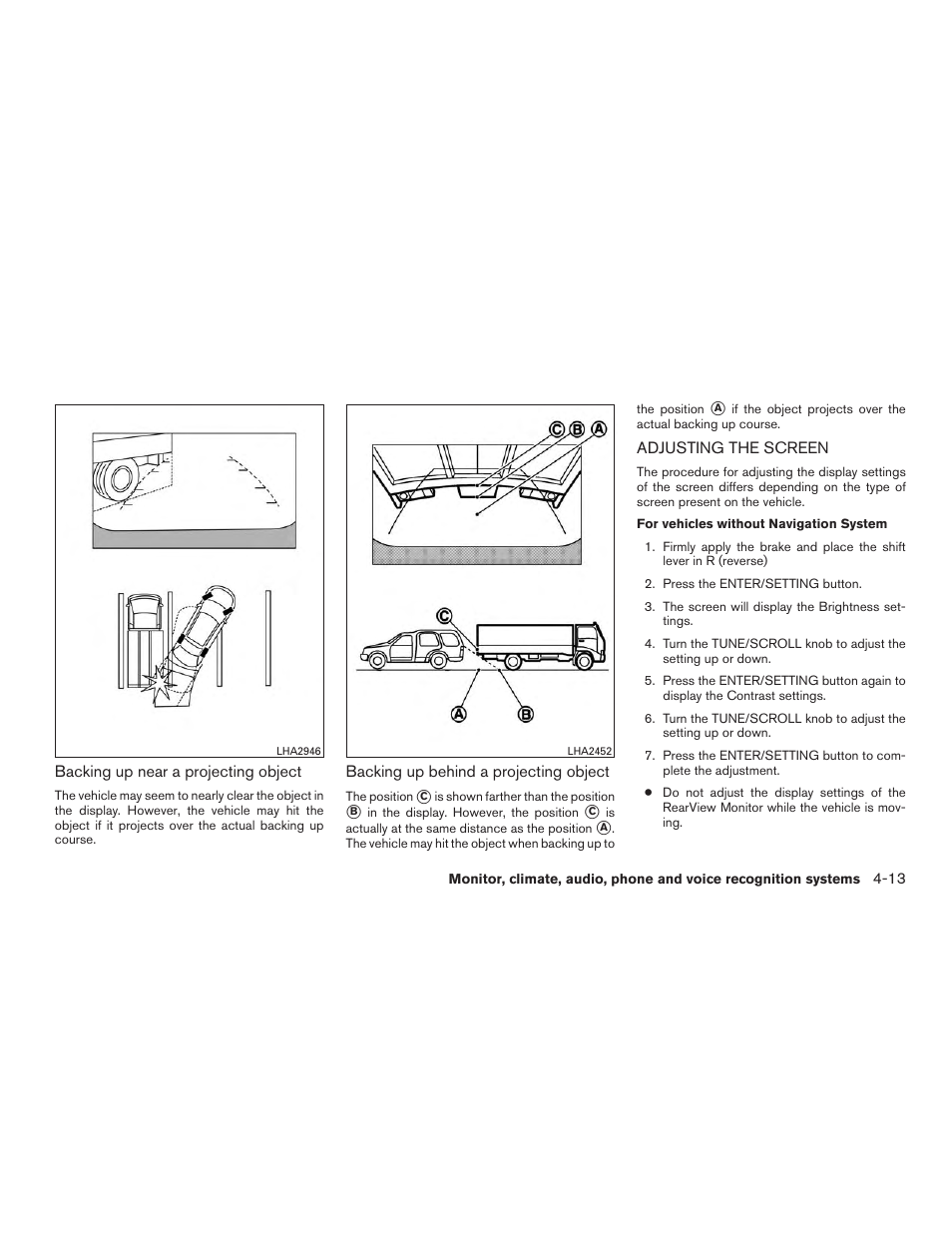 Adjusting the screen -13 | NISSAN 2015 Xterra - Owner's Manual User Manual | Page 164 / 396