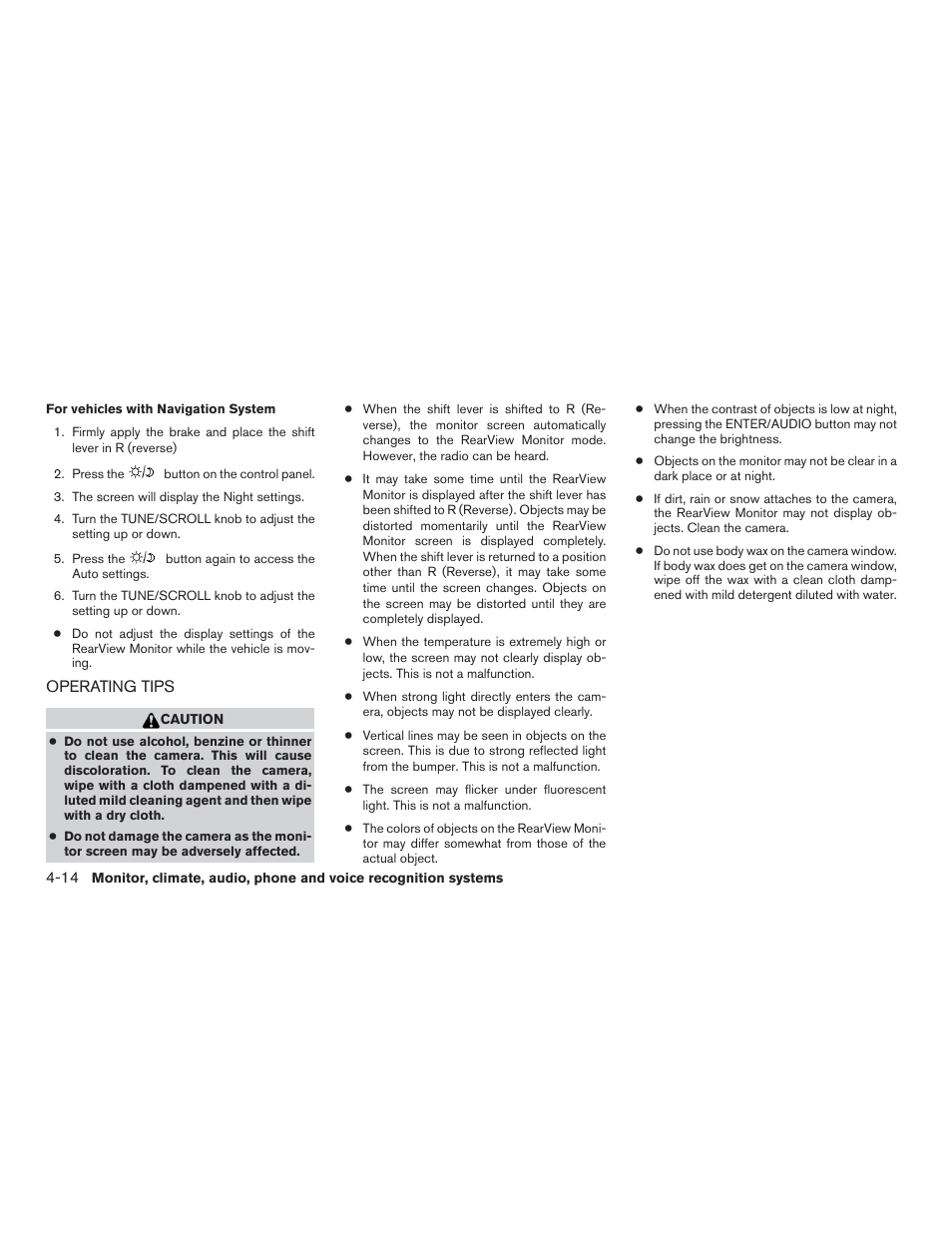 Operating tips -14 | NISSAN 2015 Xterra - Owner's Manual User Manual | Page 165 / 396
