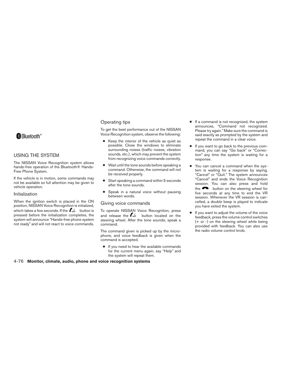 Using the system -76 | NISSAN 2015 Xterra - Owner's Manual User Manual | Page 227 / 396
