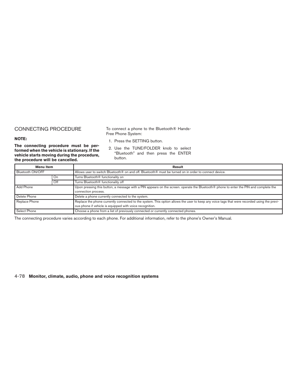 Connecting procedure -78, Connecting procedure | NISSAN 2015 Xterra - Owner's Manual User Manual | Page 229 / 396