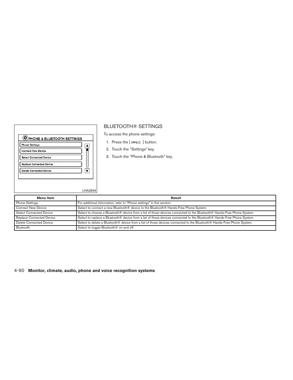 Bluetooth® settings -90, Bluetooth® settings | NISSAN 2015 Xterra - Owner's Manual User Manual | Page 241 / 396