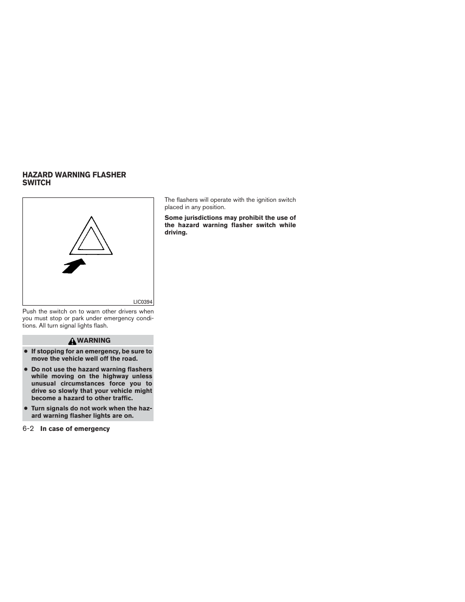 Hazard warning flasher switch -2 | NISSAN 2015 Xterra - Owner's Manual User Manual | Page 291 / 396