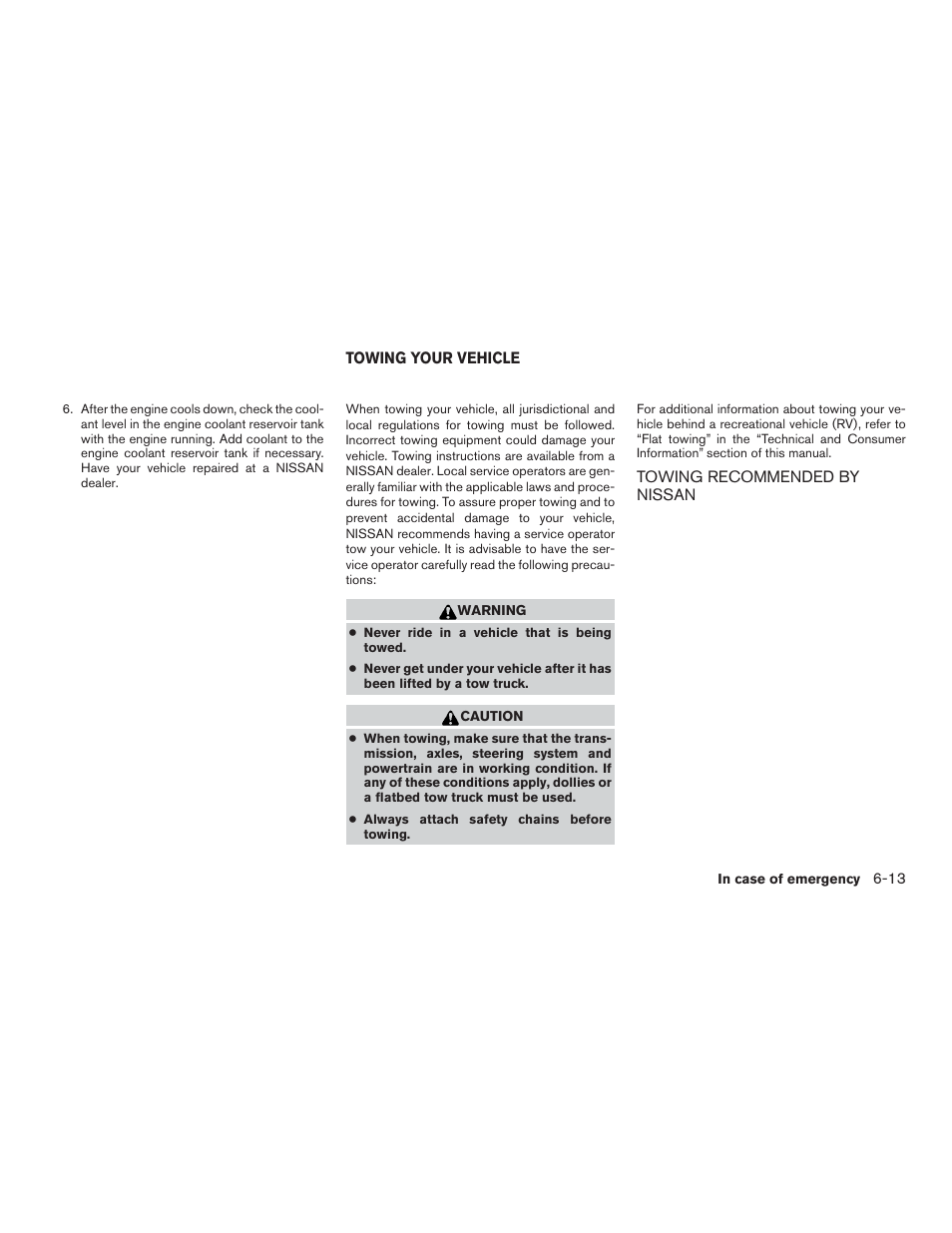 Towing your vehicle -13, Towing recommended by nissan -13 | NISSAN 2015 Xterra - Owner's Manual User Manual | Page 302 / 396