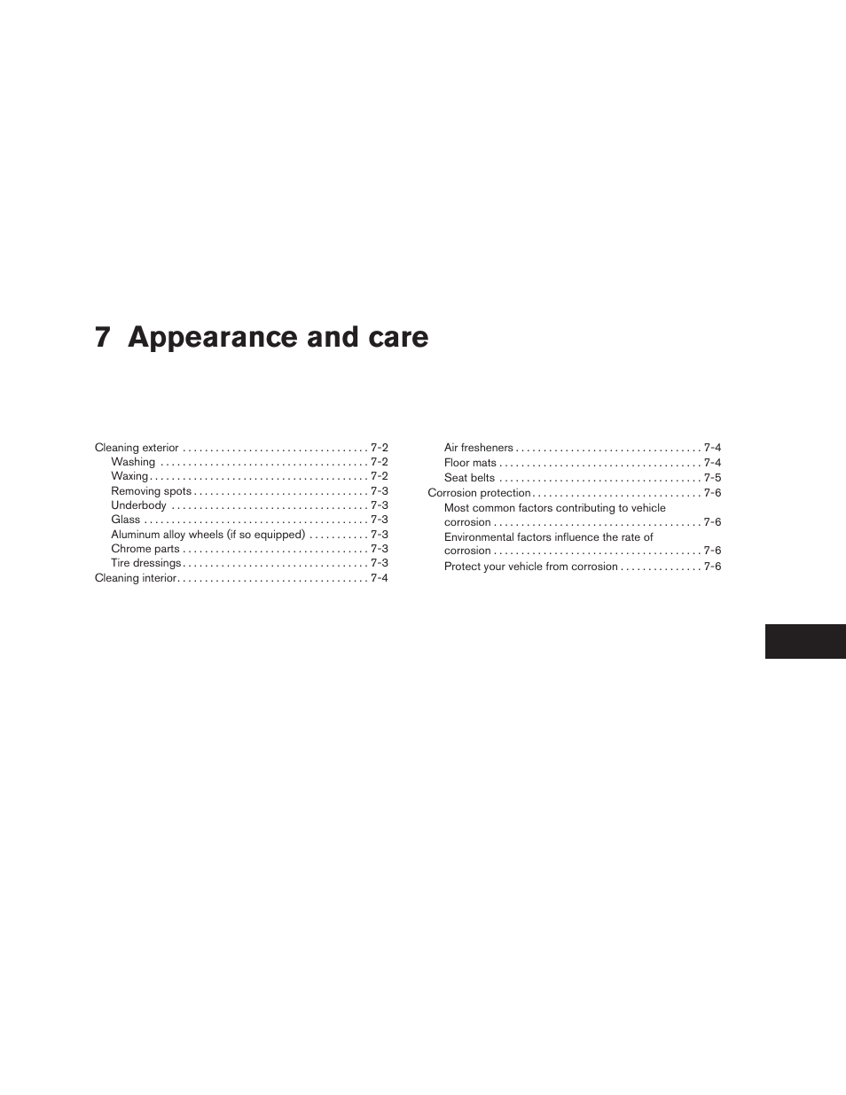Appearance and care, 7 appearance and care | NISSAN 2015 Xterra - Owner's Manual User Manual | Page 306 / 396
