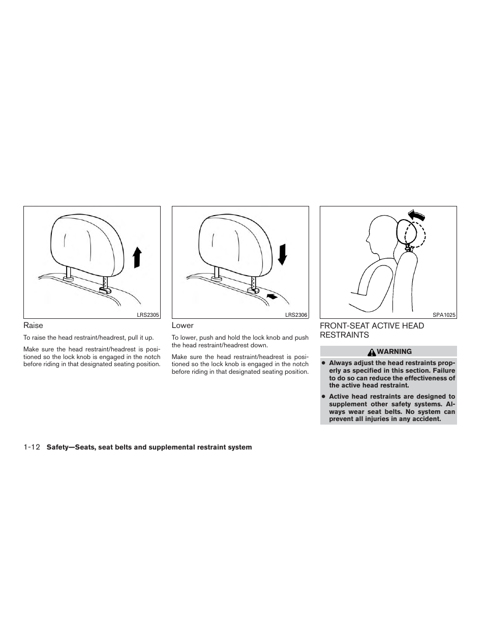 Front-seat active head restraints -12 | NISSAN 2015 Xterra - Owner's Manual User Manual | Page 31 / 396