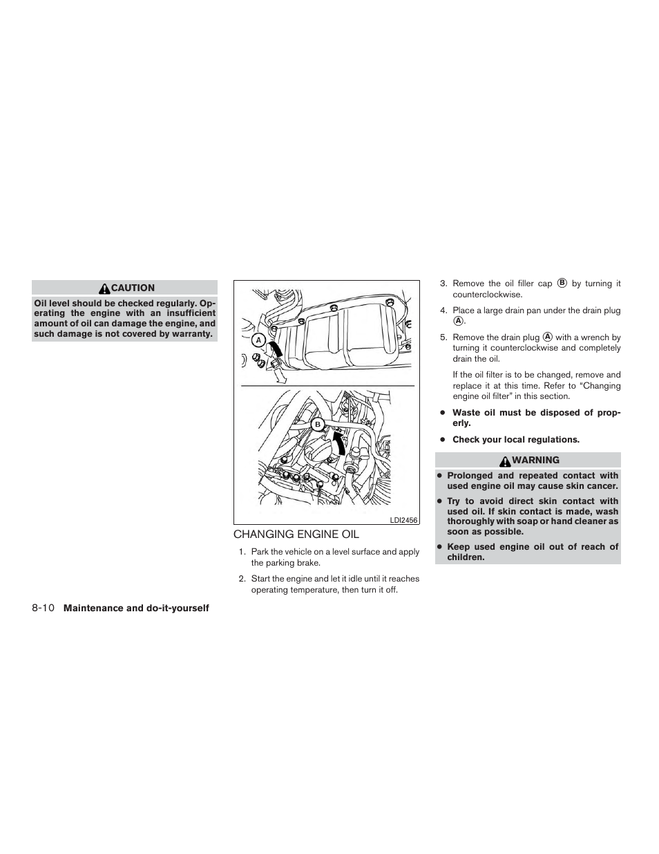 Changing engine oil -10 | NISSAN 2015 Xterra - Owner's Manual User Manual | Page 321 / 396