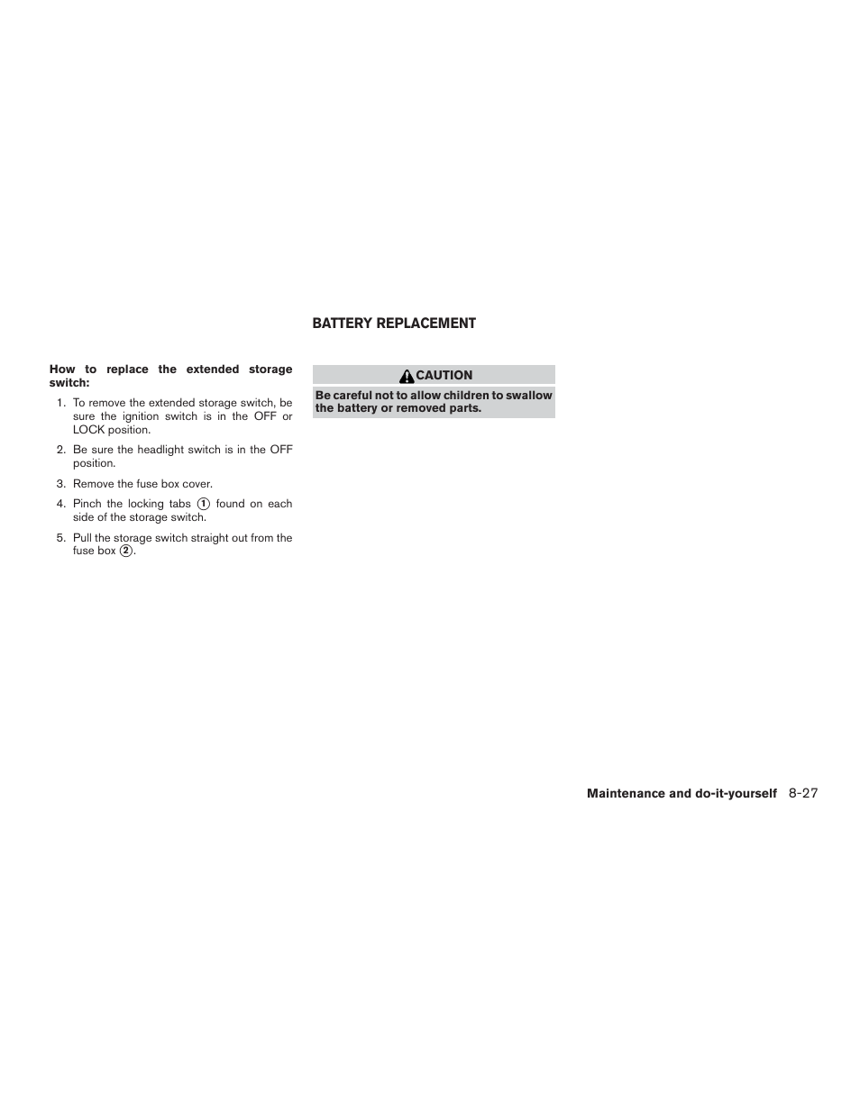 Battery replacement -27 | NISSAN 2015 Xterra - Owner's Manual User Manual | Page 338 / 396