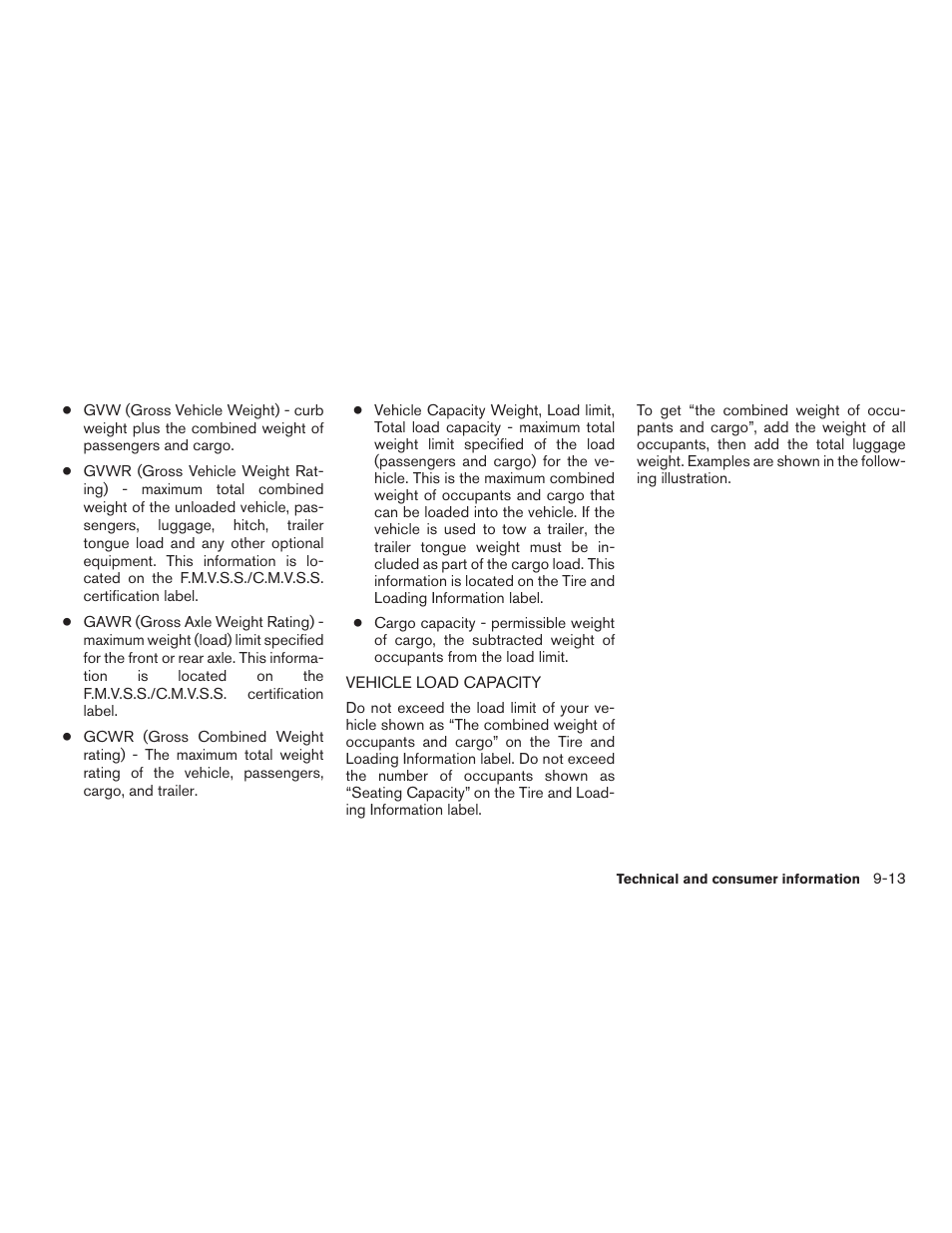 Vehicle load capacity -13 | NISSAN 2015 Xterra - Owner's Manual User Manual | Page 368 / 396