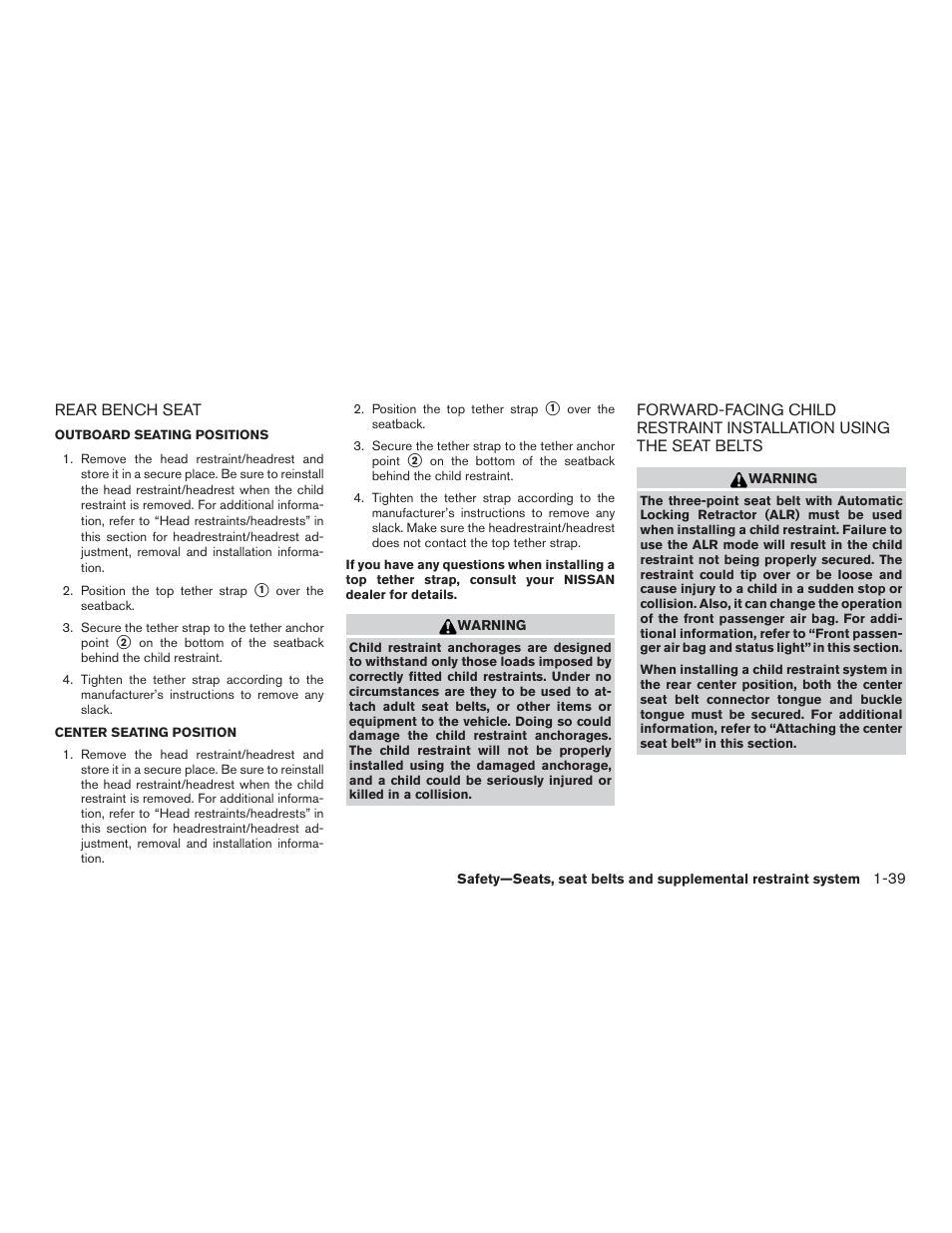 NISSAN 2015 Xterra - Owner's Manual User Manual | Page 58 / 396
