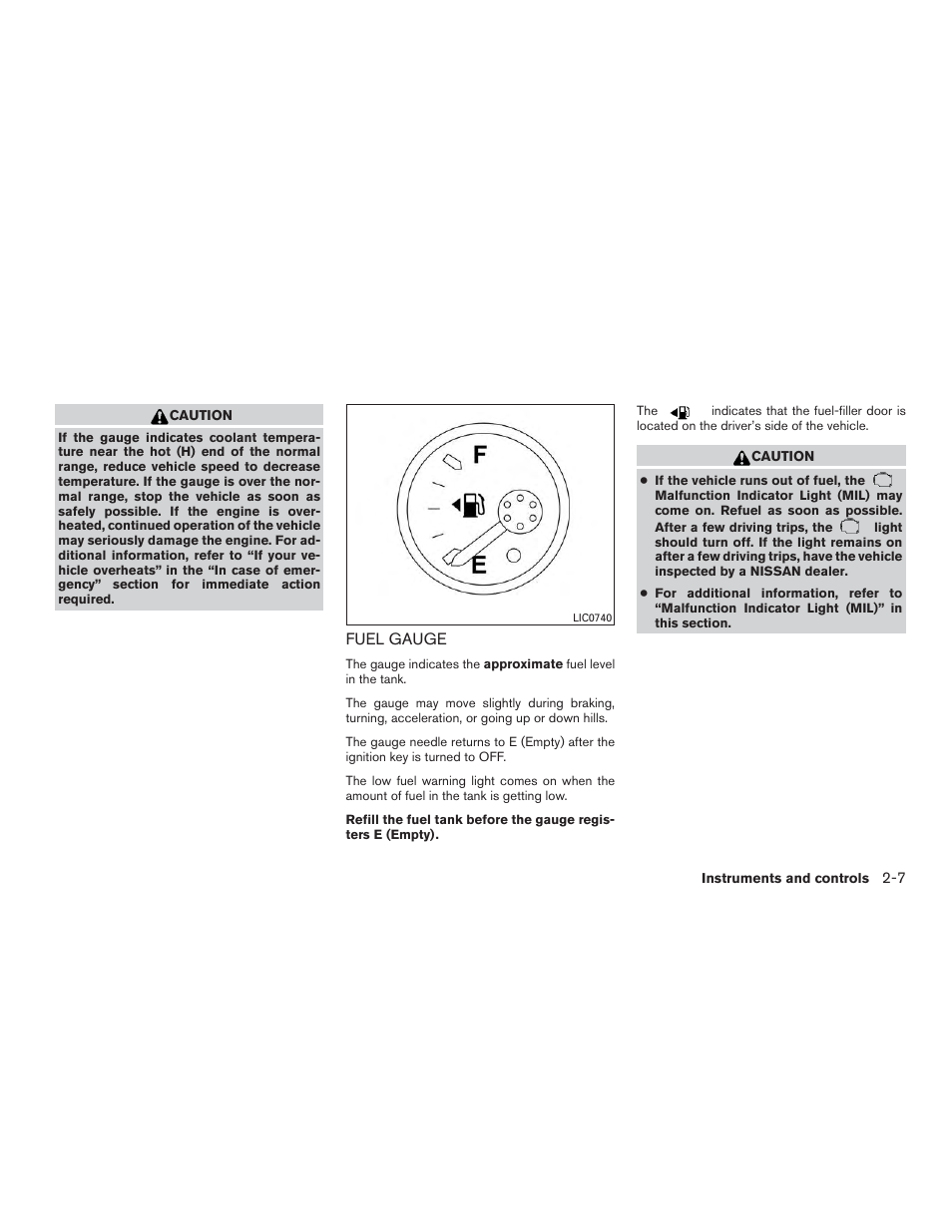 Fuel gauge -7 | NISSAN 2015 Xterra - Owner's Manual User Manual | Page 90 / 396