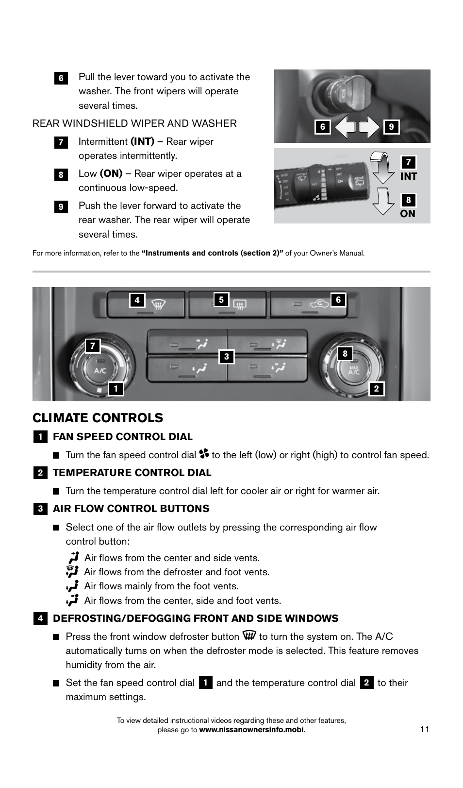 Climate controls | NISSAN 2015 Xterra - Quick Reference Guide User Manual | Page 13 / 24