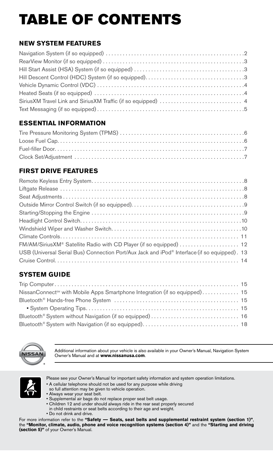 NISSAN 2015 Xterra - Quick Reference Guide User Manual | Page 3 / 24