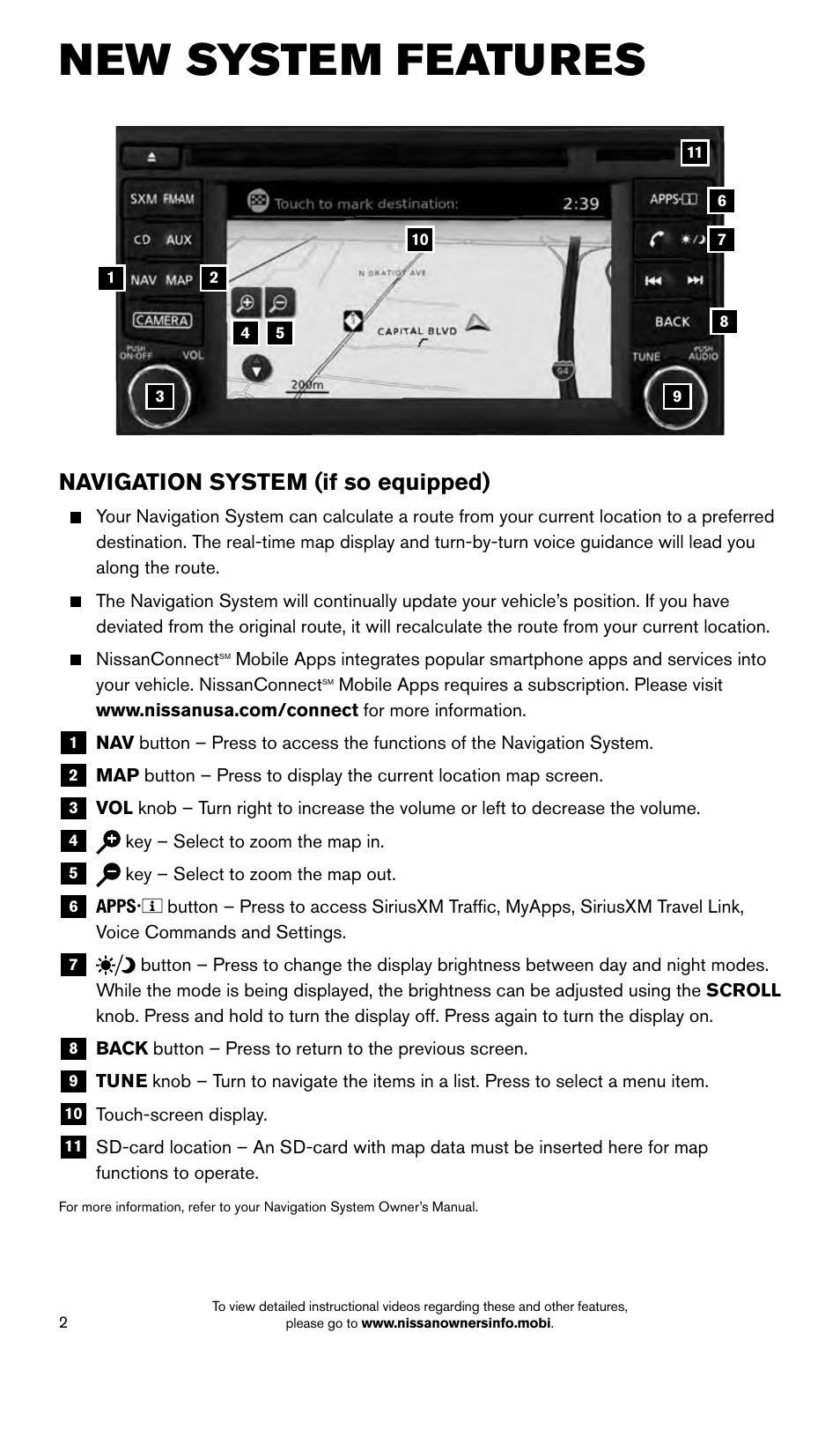 New system features, Navigation system (if so equipped) | NISSAN 2015 Xterra - Quick Reference Guide User Manual | Page 4 / 24