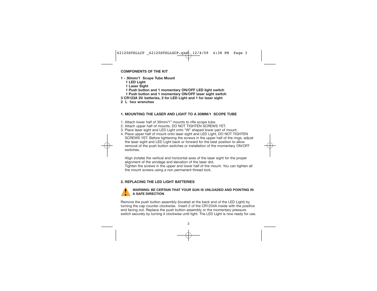 Gamo Green Laser and Light User Manual | Page 3 / 8