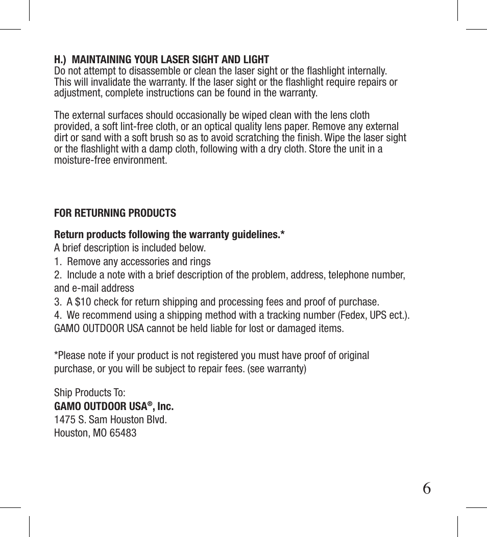 Gamo LLCP Laser and Light with Scope Mount User Manual | Page 6 / 8