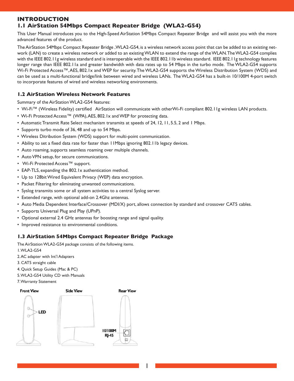 Buffalo Technology Buffalo AirStation WLA2-G54 User Manual | Page 2 / 18