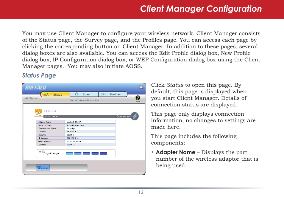 Client manager configuration | Buffalo Technology WLI-U2-SG54HG User Manual | Page 13 / 42