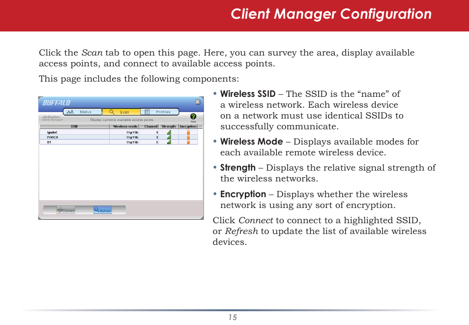 Client manager configuration | Buffalo Technology WLI-U2-SG54HG User Manual | Page 15 / 42