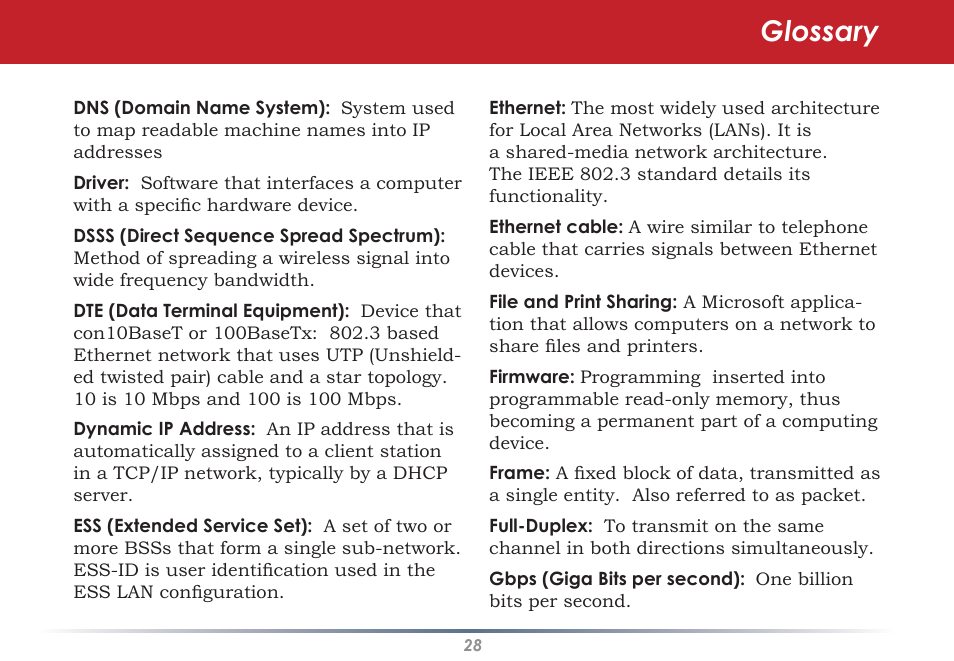 Glossary | Buffalo Technology WLI-U2-SG54HG User Manual | Page 28 / 42