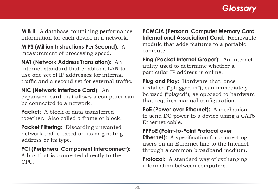 Glossary | Buffalo Technology WLI-U2-SG54HG User Manual | Page 30 / 42