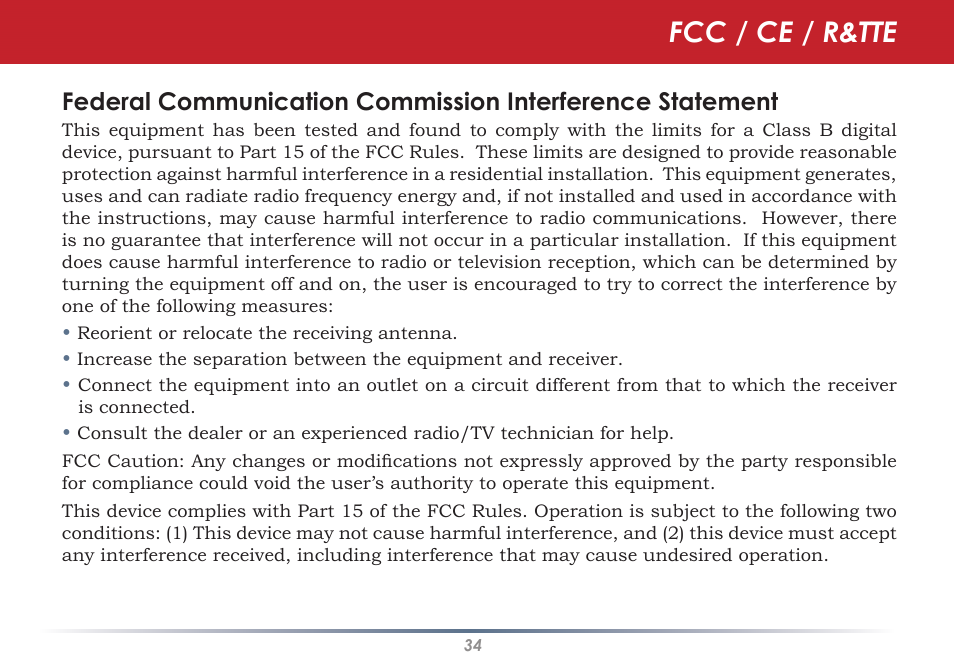 Fcc / ce / r&tte | Buffalo Technology WLI-U2-SG54HG User Manual | Page 34 / 42