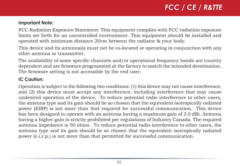 Fcc / ce / r&tte | Buffalo Technology WLI-U2-SG54HG User Manual | Page 35 / 42