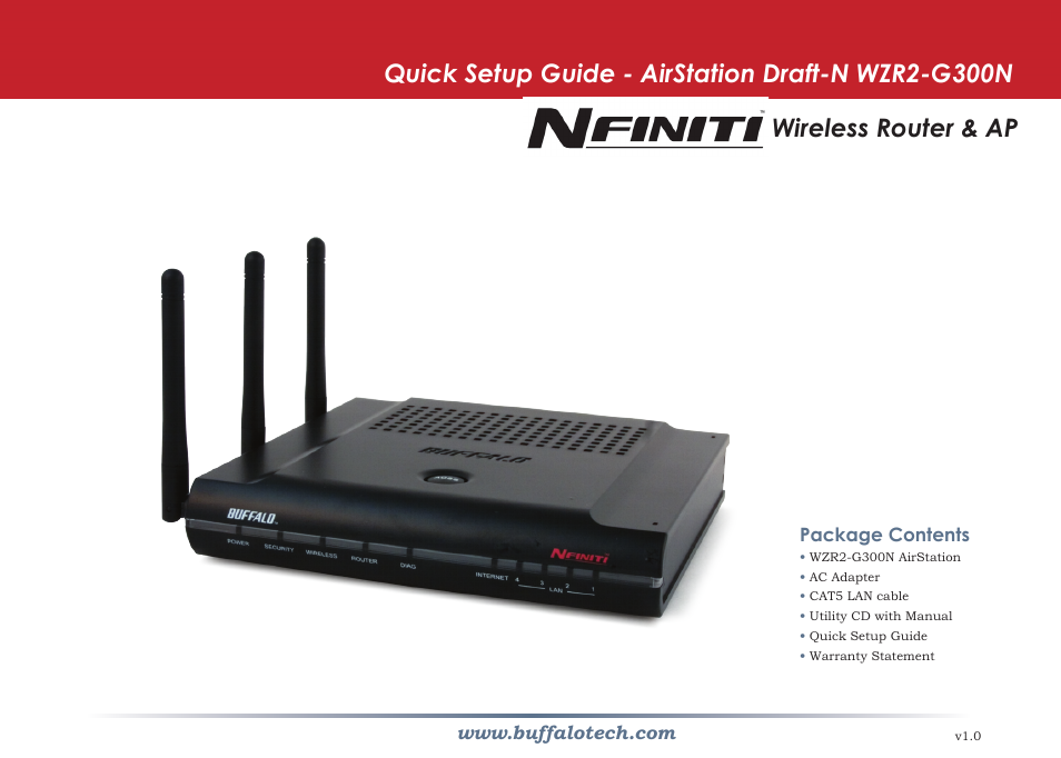 Buffalo Technology Buffalo AirStation Wireless-N Nfniti Router WZR2-G300N User Manual | 6 pages