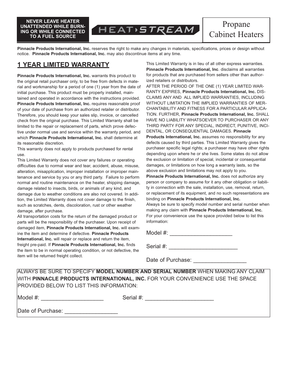 Propane cabinet heaters | HeatStream HS-18-PCH-A User Manual | Page 8 / 24