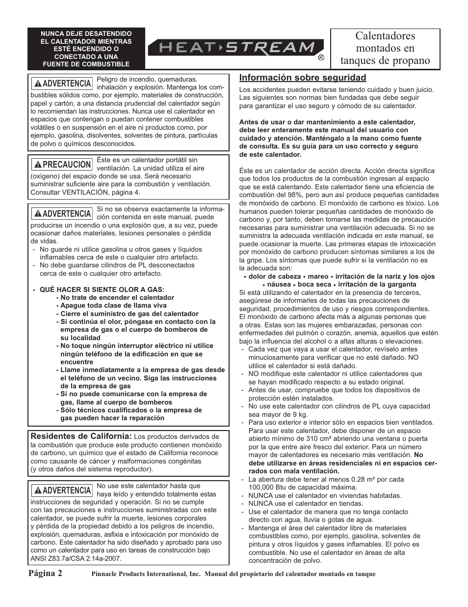 Calentadores montados en tanques de propano | HeatStream HS-30-TTC User Manual | Page 10 / 24