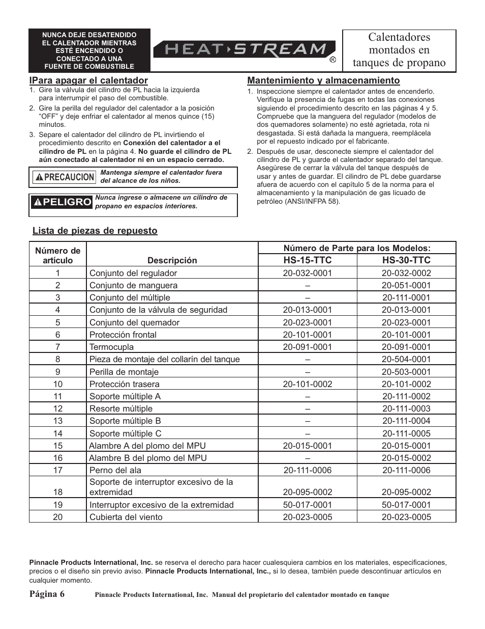 Calentadores montados en tanques de propano | HeatStream HS-30-TTC User Manual | Page 14 / 24