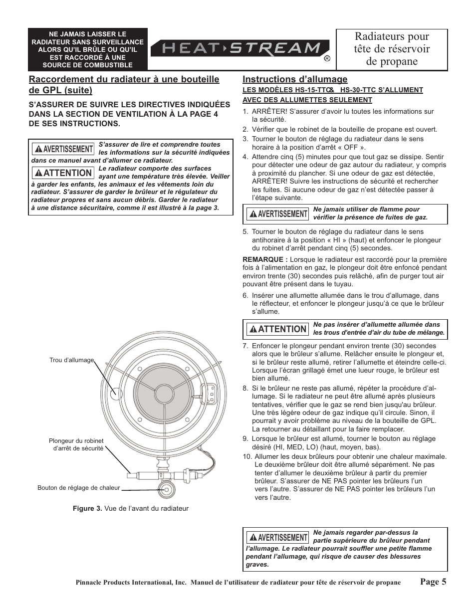 Radiateurs pour tête de réservoir de propane | HeatStream HS-30-TTC User Manual | Page 21 / 24