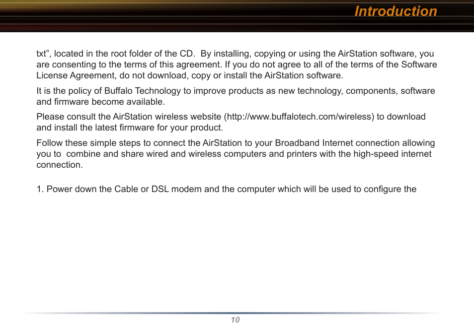 Introduction | Buffalo Technology WYR-G54 User Manual | Page 10 / 65