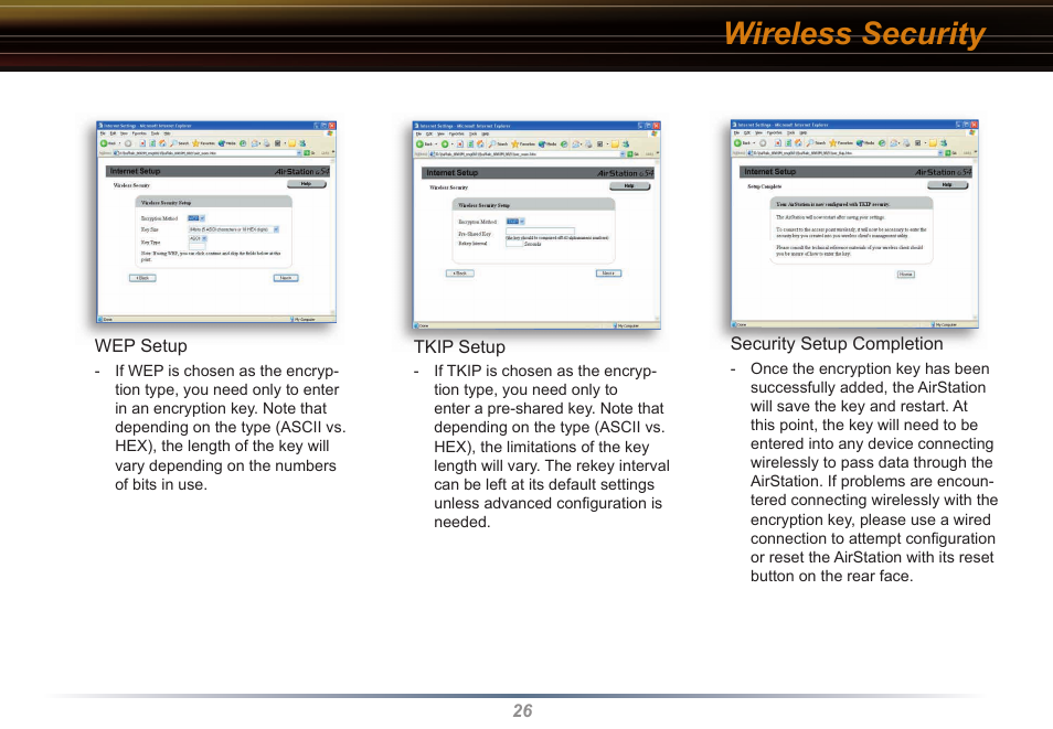 Wireless security | Buffalo Technology WYR-G54 User Manual | Page 26 / 65
