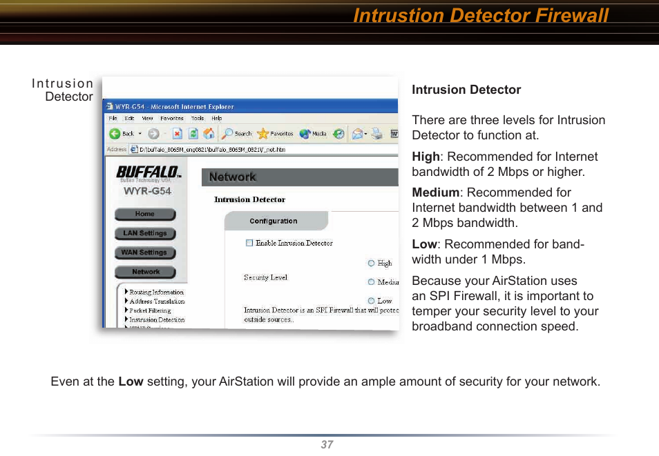 Intrustion detector firewall | Buffalo Technology WYR-G54 User Manual | Page 37 / 65