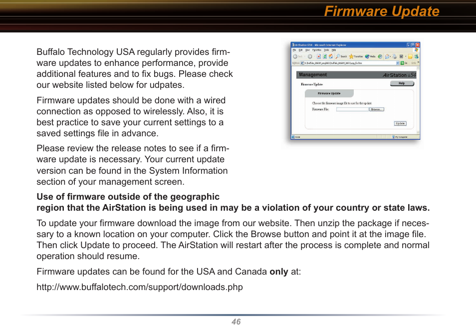 Firmware update | Buffalo Technology WYR-G54 User Manual | Page 46 / 65