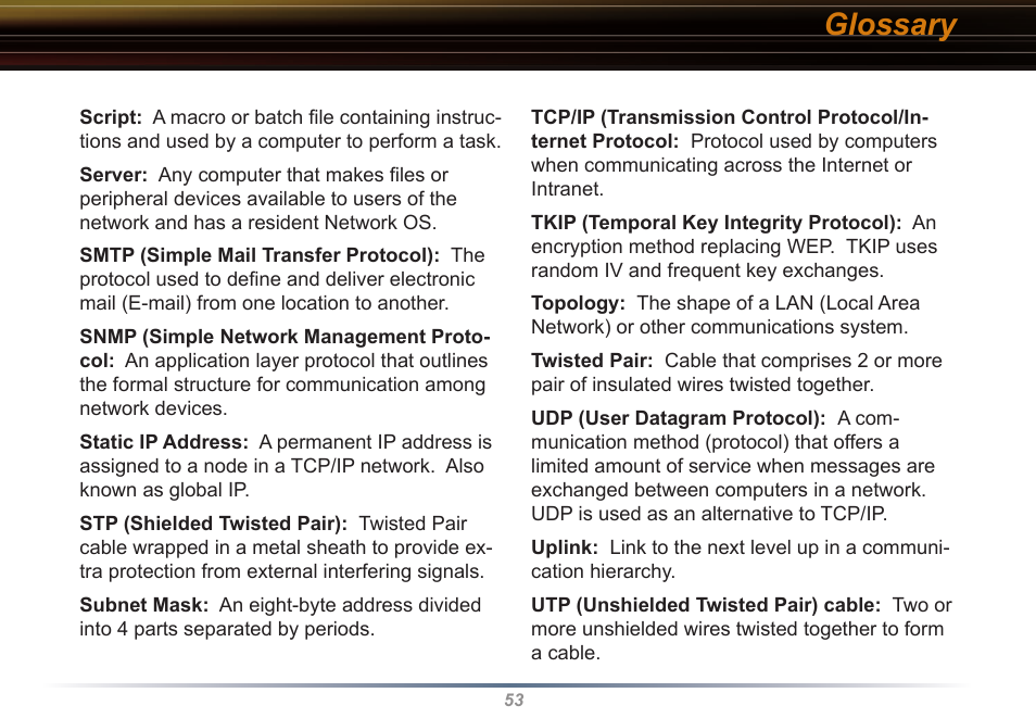 Glossary | Buffalo Technology WYR-G54 User Manual | Page 53 / 65