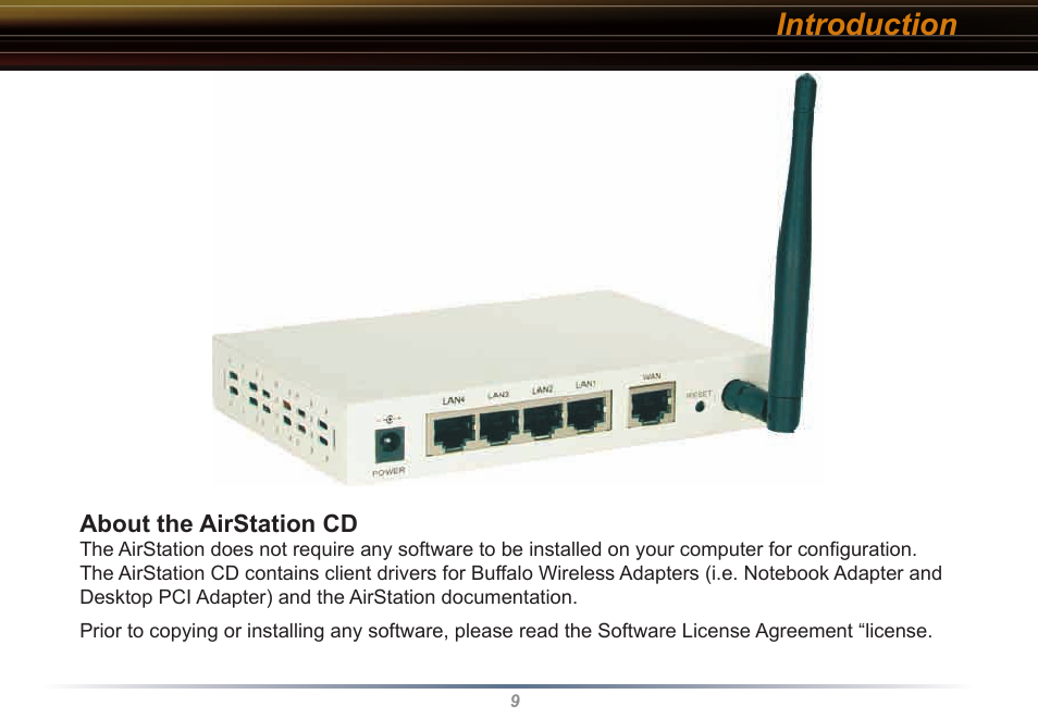 Introduction | Buffalo Technology WYR-G54 User Manual | Page 9 / 65