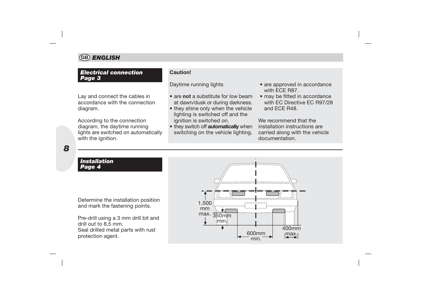 Hella 3 LED DRL User Manual | Page 8 / 22