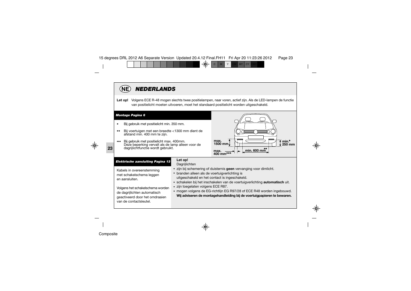 Nederlands | Hella 15° DRL User Manual | Page 23 / 28