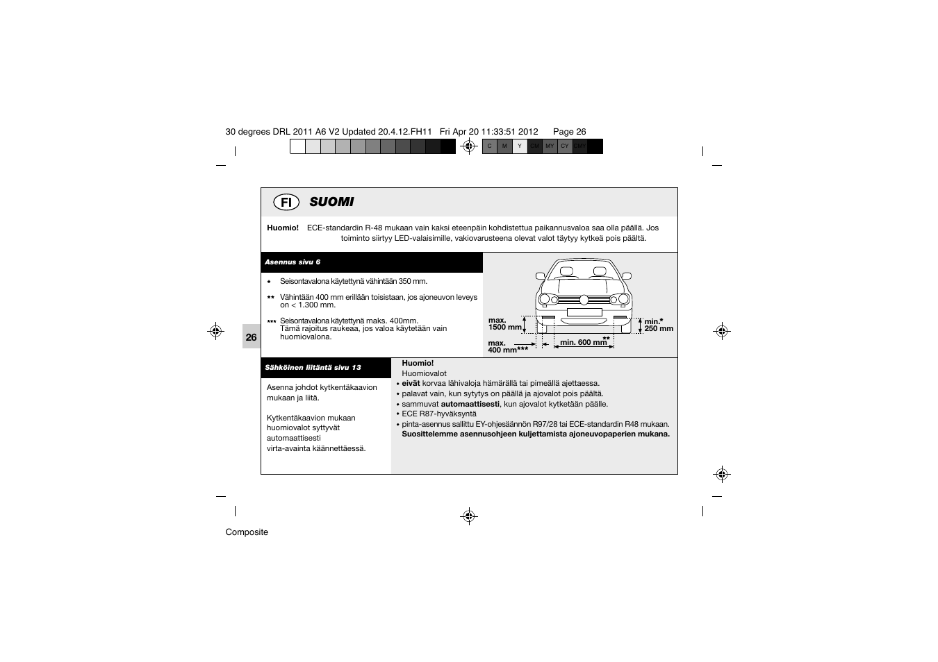 Suomi | Hella 30° DRL User Manual | Page 26 / 28