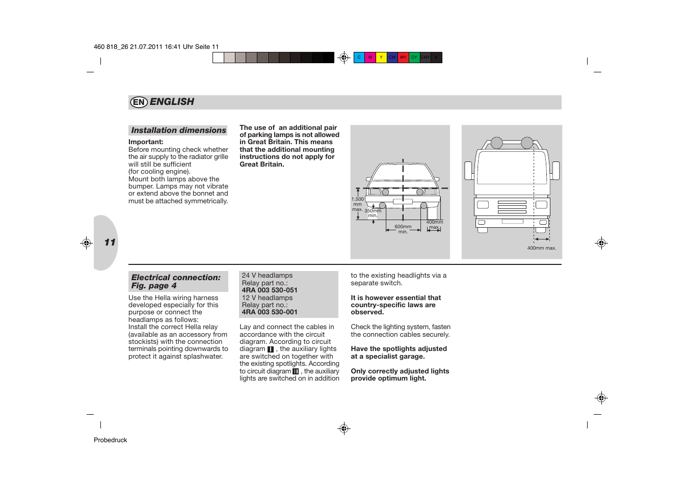English | Hella Rallye 4000 LED User Manual | Page 11 / 20