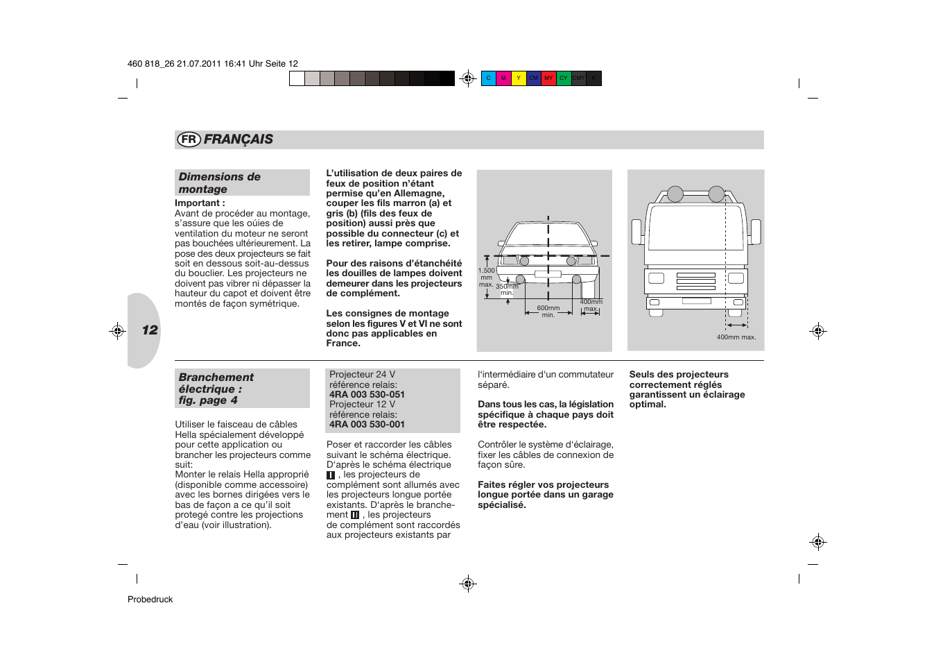 Français | Hella Rallye 4000 LED User Manual | Page 12 / 20