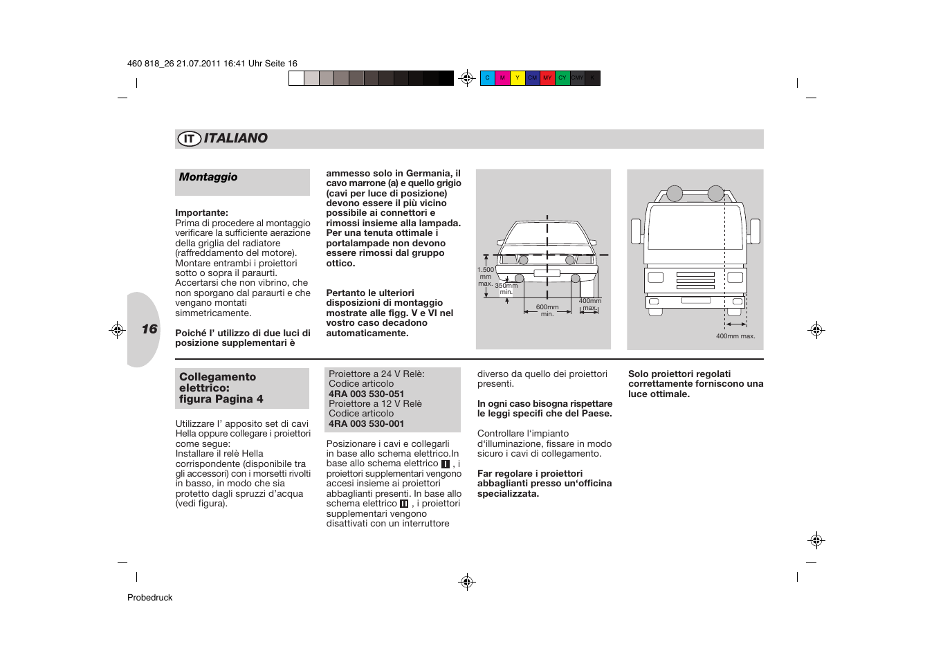 Español, Italiano | Hella Rallye 4000 LED User Manual | Page 16 / 20