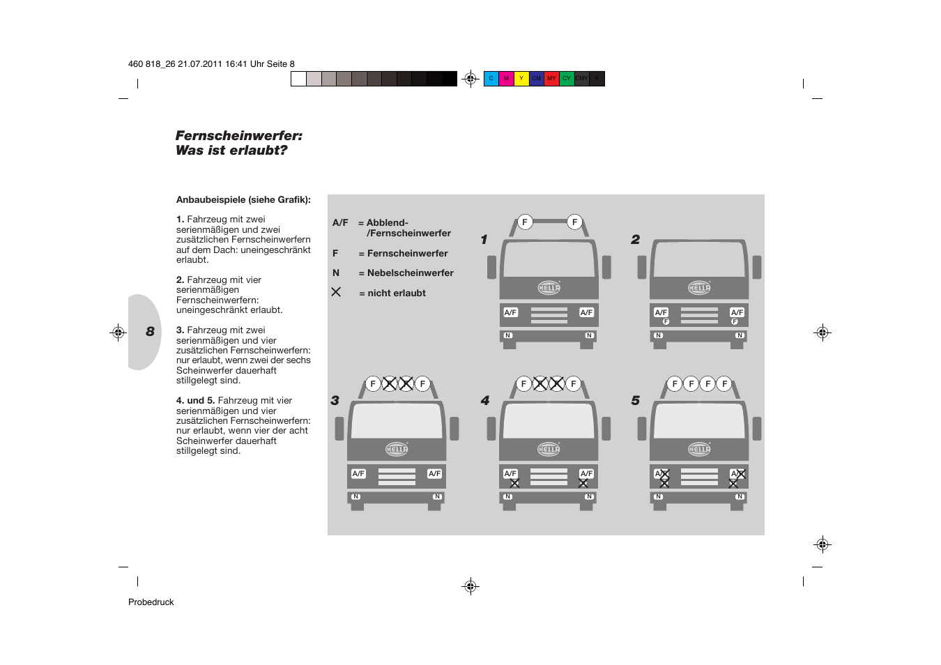8fernscheinwerfer: was ist erlaubt | Hella Rallye 4000 LED User Manual | Page 8 / 20
